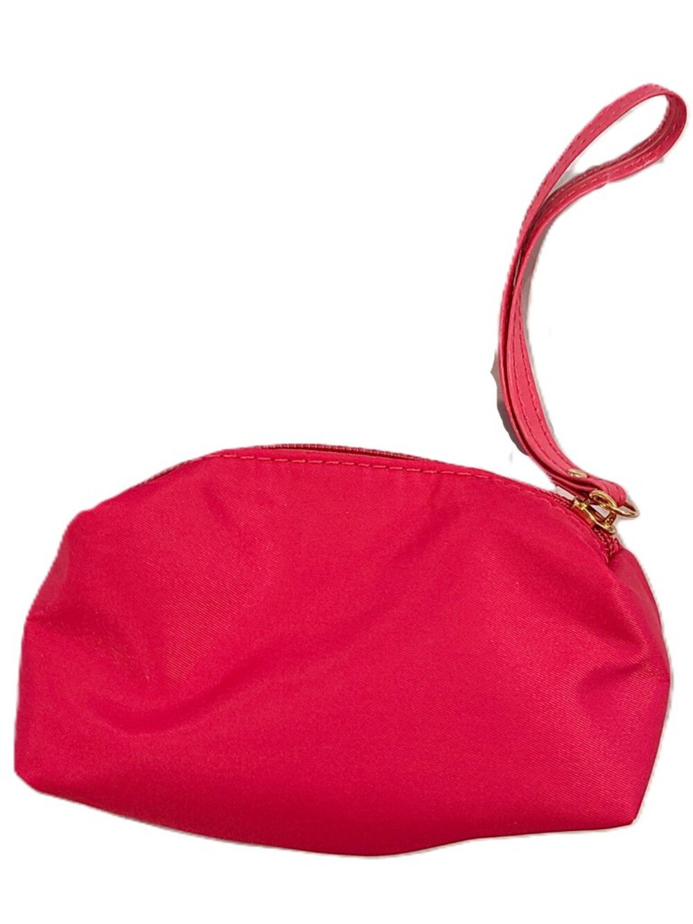 New Fashion Clutch Wristlet Bag Purse Hot Pink Nylon Gold Tone Handle Zipper